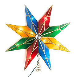 Christmastopia.com 8 Inch Multi Two Sided Eight Point Star Tree Top 10 Clear Lights