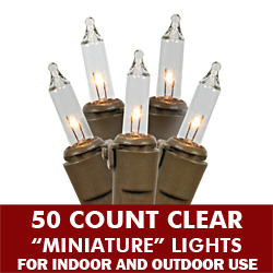 Christmastopia.com 50 Light Clear Brown Wire