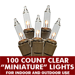 Christmastopia.com 100 Clear Christmas Light Set 4 Inch Spacing Brown Wire