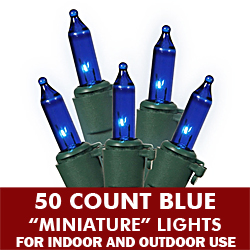 Christmastopia.com - 50 Mini Blue Extra Long Christmas Light Set Green Wire