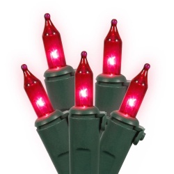 Christmastopia.com 100 Pink Mini Incandescent Christmas Light Set Green Wire Extra Long