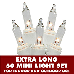 Christmastopia.com 50 Incandescent Mini Commercial Quality Warm White DuraLit Christmas Light Set White Wire
