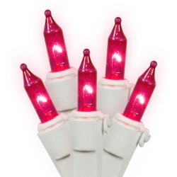 Christmastopia.com 100 Pink Mini Incandescent Easter Light Set White Wire 5.5 Inch Spacing