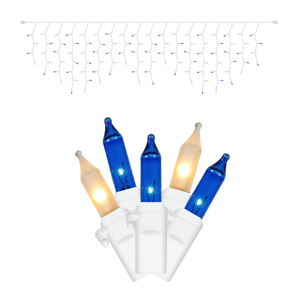 Christmastopia.com 100 Blue And Frosted White Icicle Lights White Wire