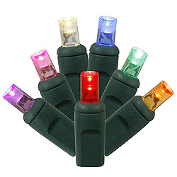 100 Commercial Grade LED 5MM Wide Angle Polka Dot Multi Color Christmas Light Set