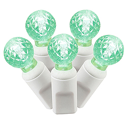 Christmastopia.com 100 Commercial Grade LED G12 Faceted Globe Green Easter Light Set White Wire