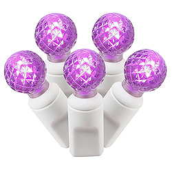 Christmastopia.com 100 Commercial Grade LED G12 Faceted Globe Purple Easter Light Set White Wire