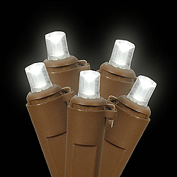Christmastopia.com 50 Commercial Grade LED 5MM Wide Angle Pure White Light Set Brown Wire Poly Bag