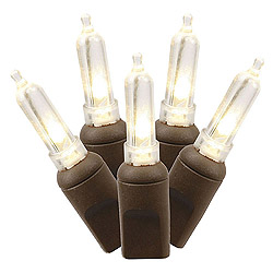 Christmastopia.com 50 Commercial Grade LED Italian M5 Smooth Warm White Christmas Mini Light Set Brown Wire