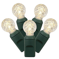 50 Commercial Grade LED G12 Warm White Christmas Light Set Green Wire