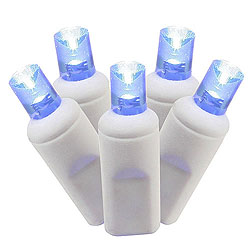 Christmastopia.com 50 Commercial Grade LED 5MM Blue Christmas Light Set White Wire