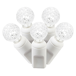 Christmastopia.com 50 Commercial Grade LED G12 Pure White Lights White Wire Polybag