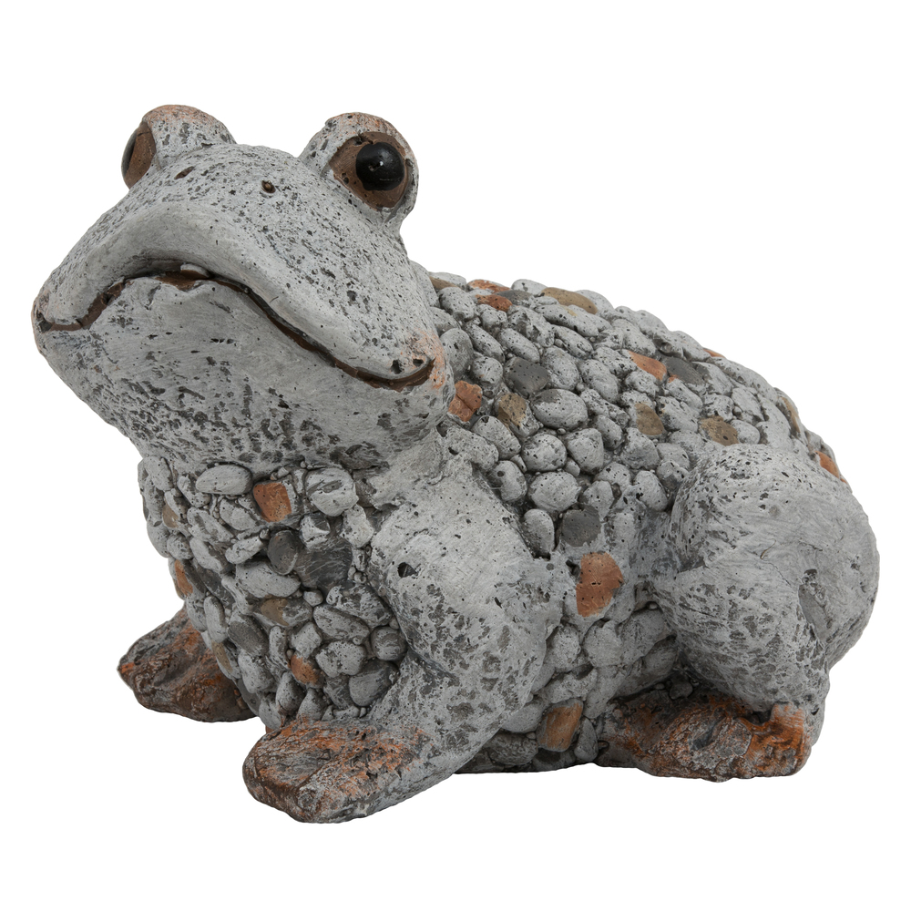 8 Inch Gray Frog Outdoor Garden Figurine