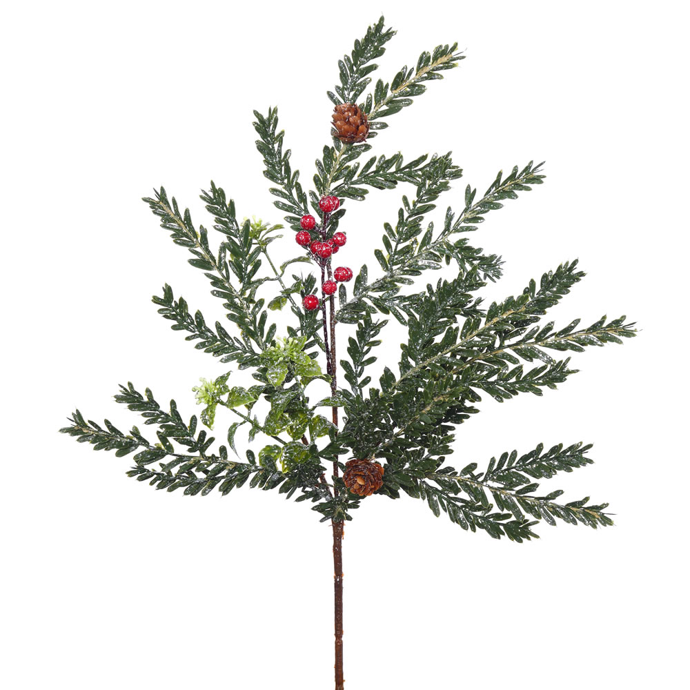 Christmastopia.com 18 Inch Frosted Hemlock Boxwood Berry Artificial Christmas Spray Unlit