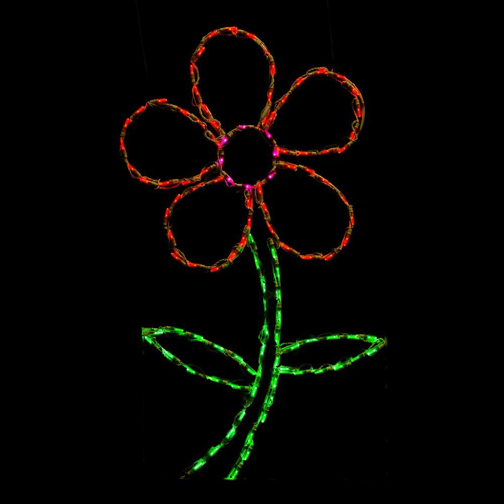 Daisy Orange Color LED Lighted Outdoor Spring Floral Decoration