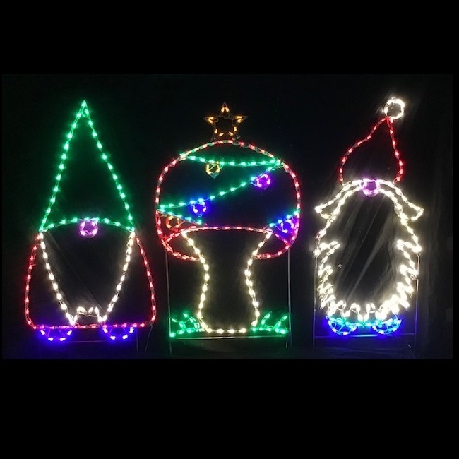 Garden Gnomes Mushroom Tree Scene LED Lighted Outdoor Lawn Decoration
