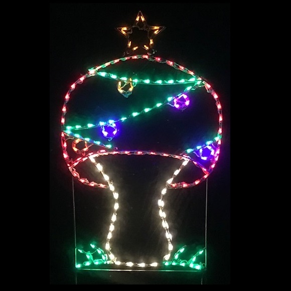 Christmastopia.com - Garden Gnome Mushroom Christmas Tree LED Lighted Outdoor Lawn Decoration