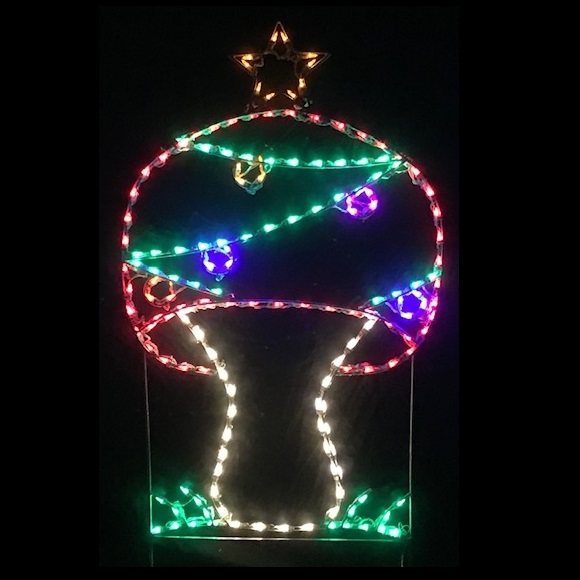 Garden Gnome Mushroom Christmas Tree LED Lighted Outdoor Lawn Decoration