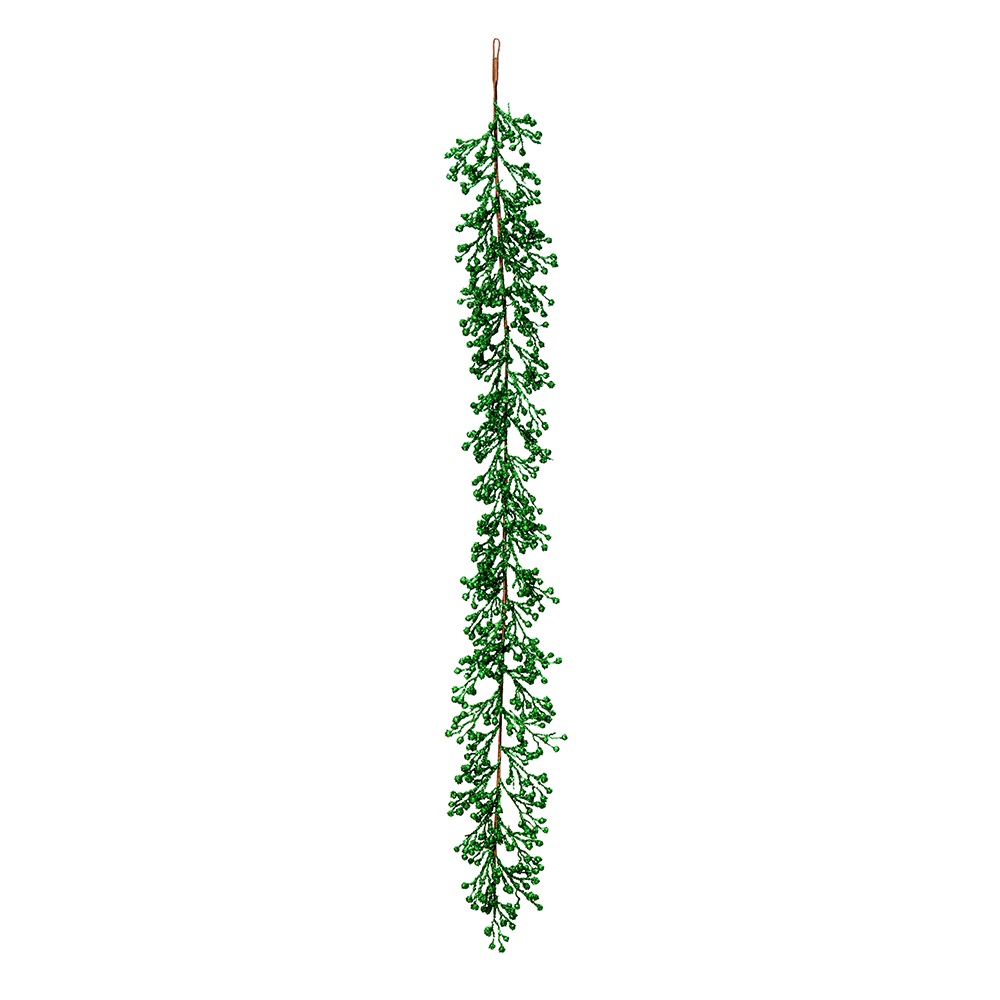 Christmastopia.com 6 Foot Green Glitter Berry Artificial Mardi Gras Garland Unlit