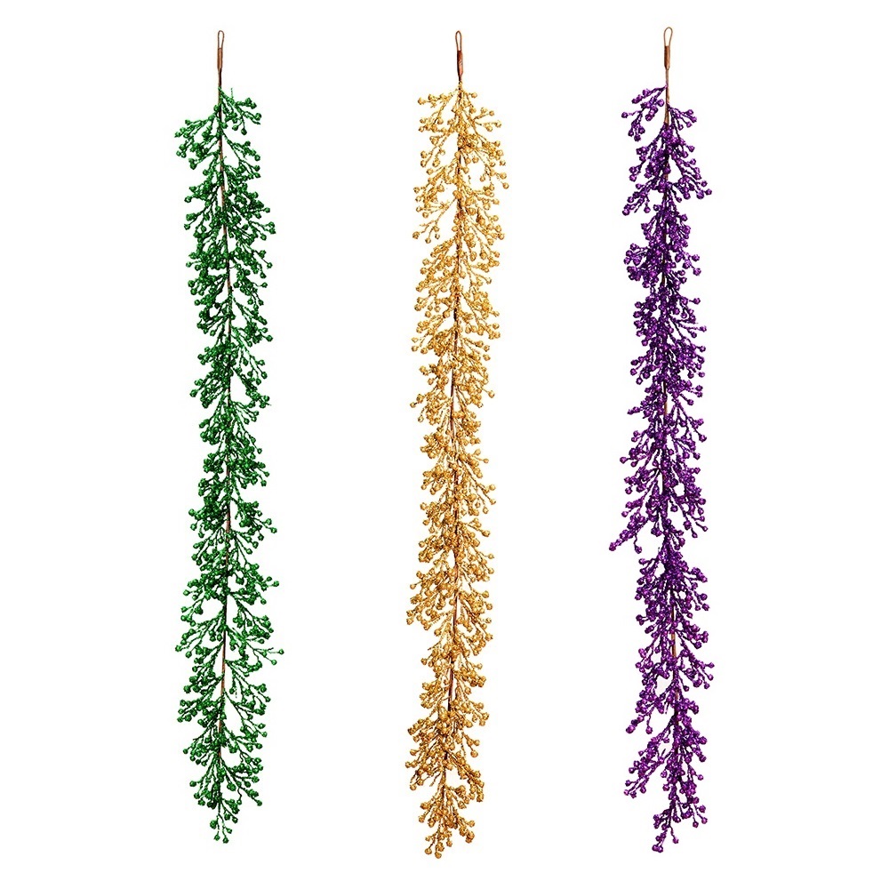 Christmastopia.com 6 Foot Glitter Berry Artificial Mardi Gras Garland Unlit