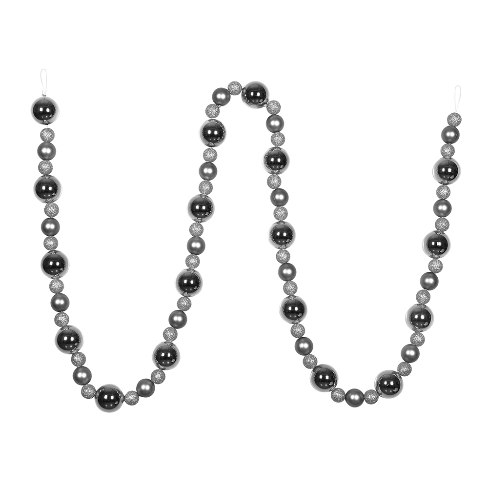 9 Foot Silver Ball Ornament Garland Shatterproof Assorted Finishes