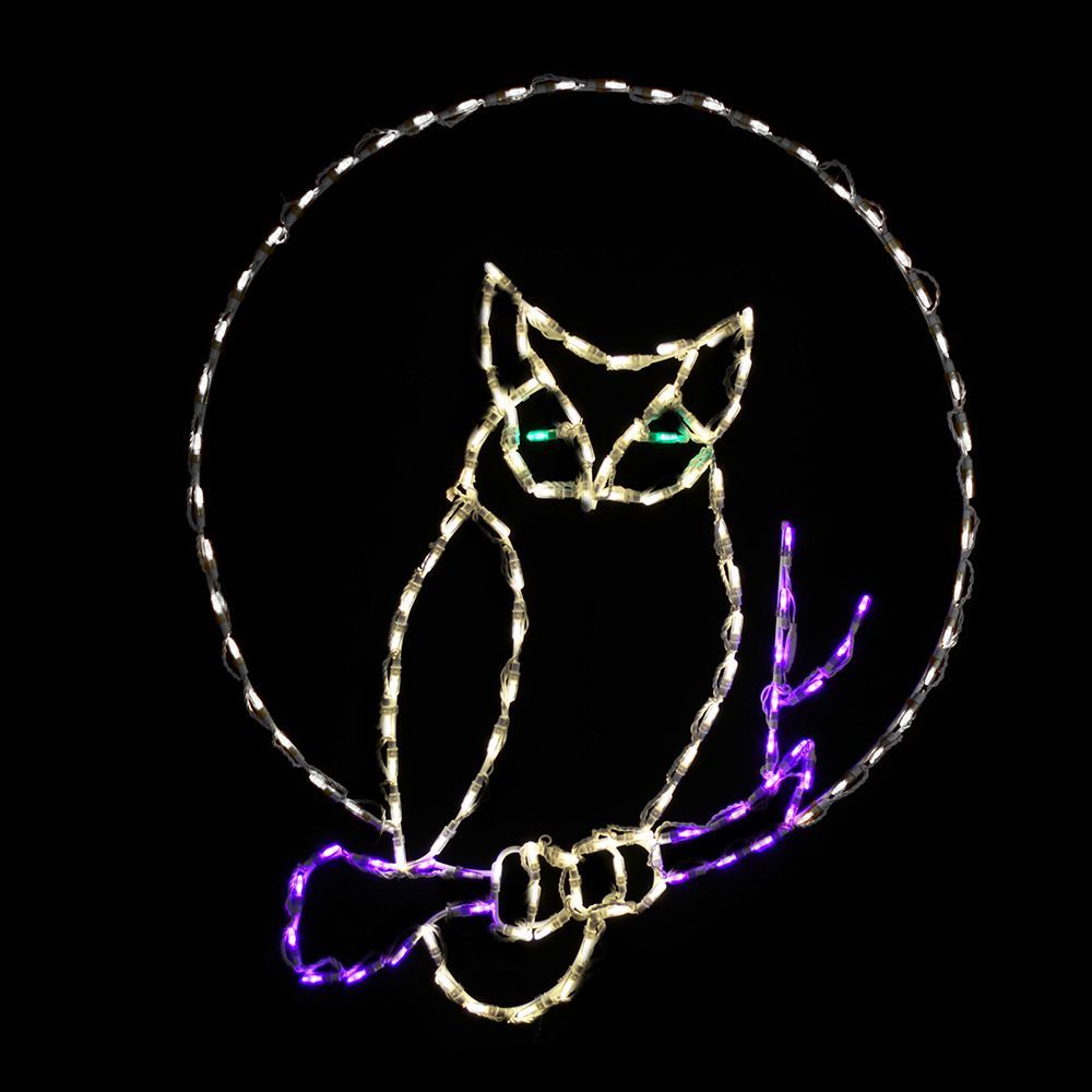 Owl Sitting On Full Moon LED Lighted Outdoor Halloween Decoration