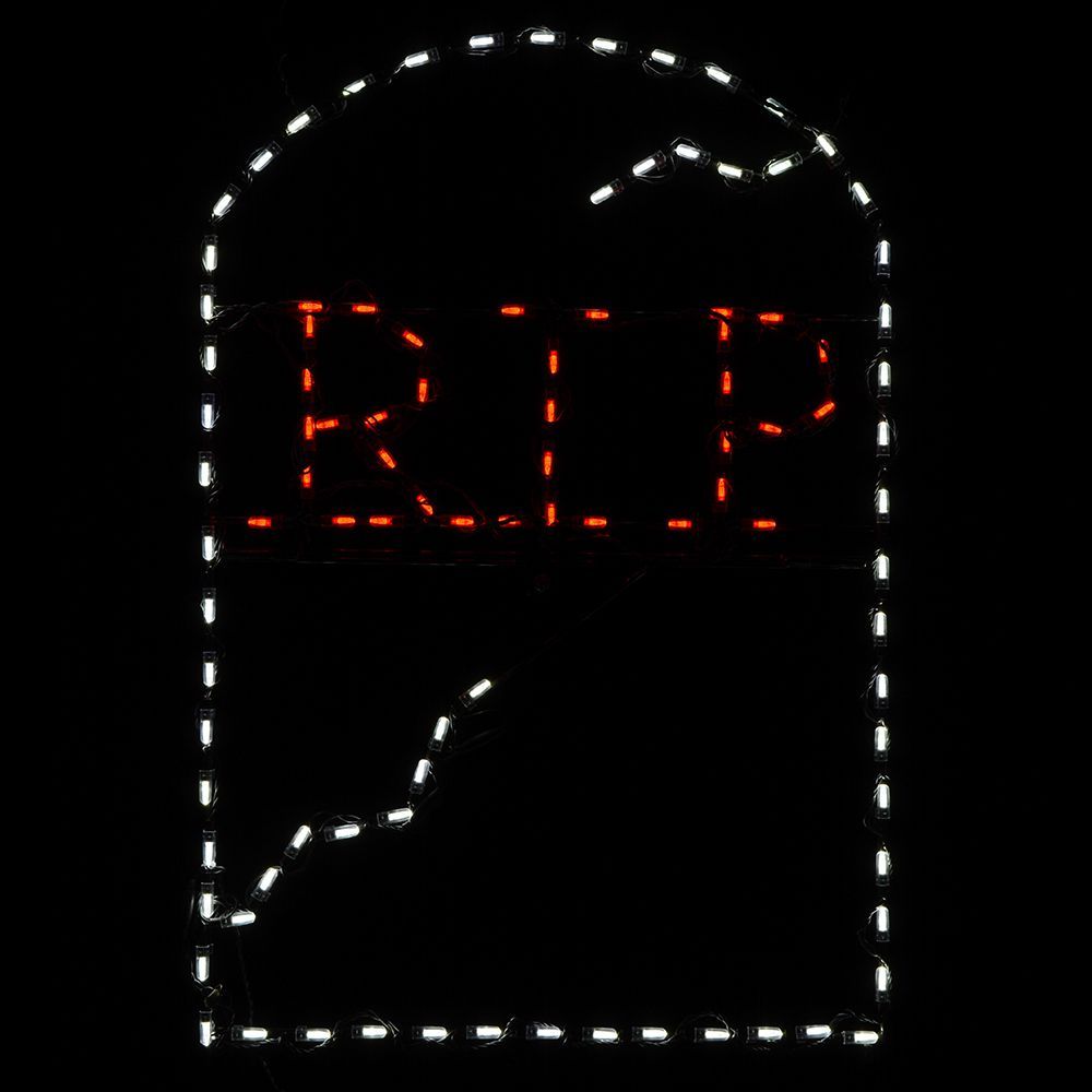 RIP Tombstone LED Lighted Halloween Lawn Decoration Set Of 2