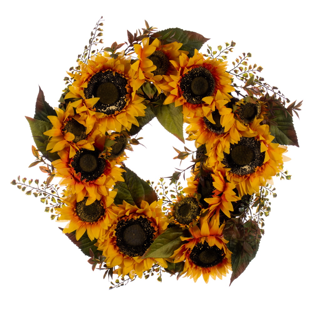 Christmastopia.com 24 Inch Yellow Sunflower Artificial Autumn Wreath Unlit