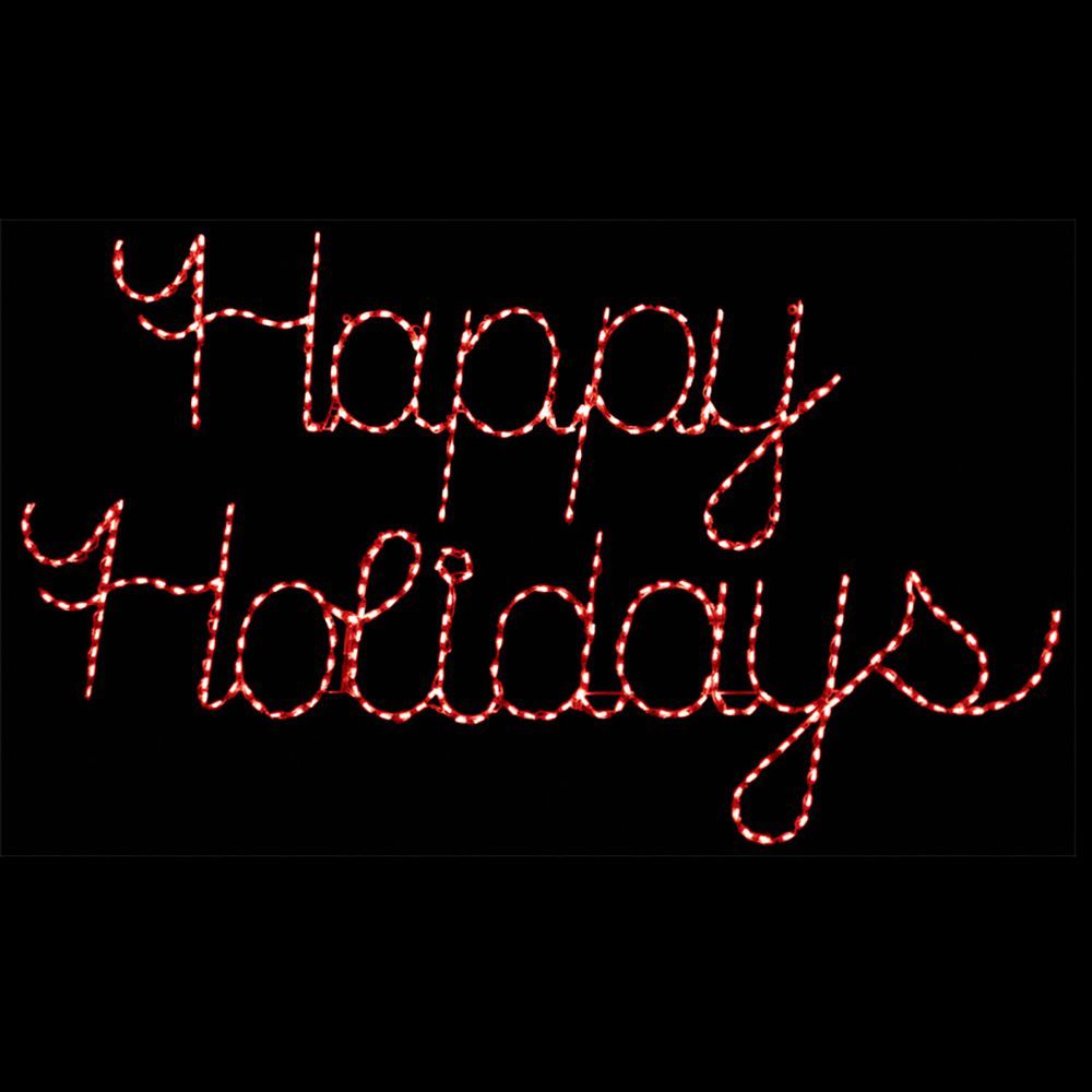 Happy Holidays Red Cursive LED Lighted Outdoor Christmas Decoration