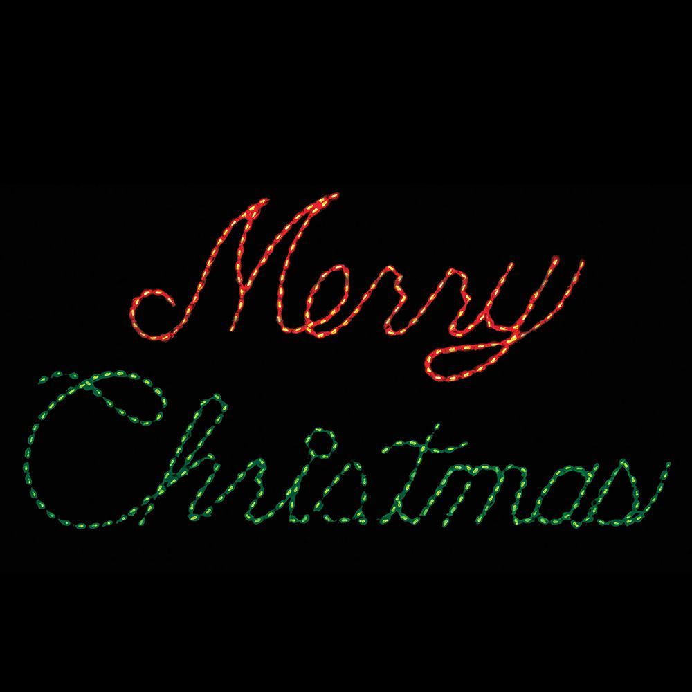 Christmastopia.com Merry Christmas Red And Green Cursive LED Lighted Outdoor Christmas Sign Decoration