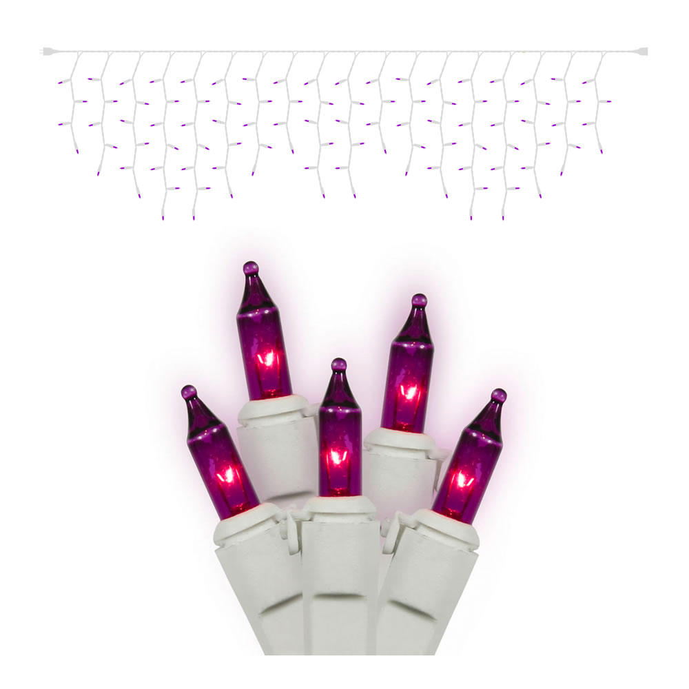 Christmastopia.com 100 Incandescent Mini Purple Easter Icicle Light Set White Wire