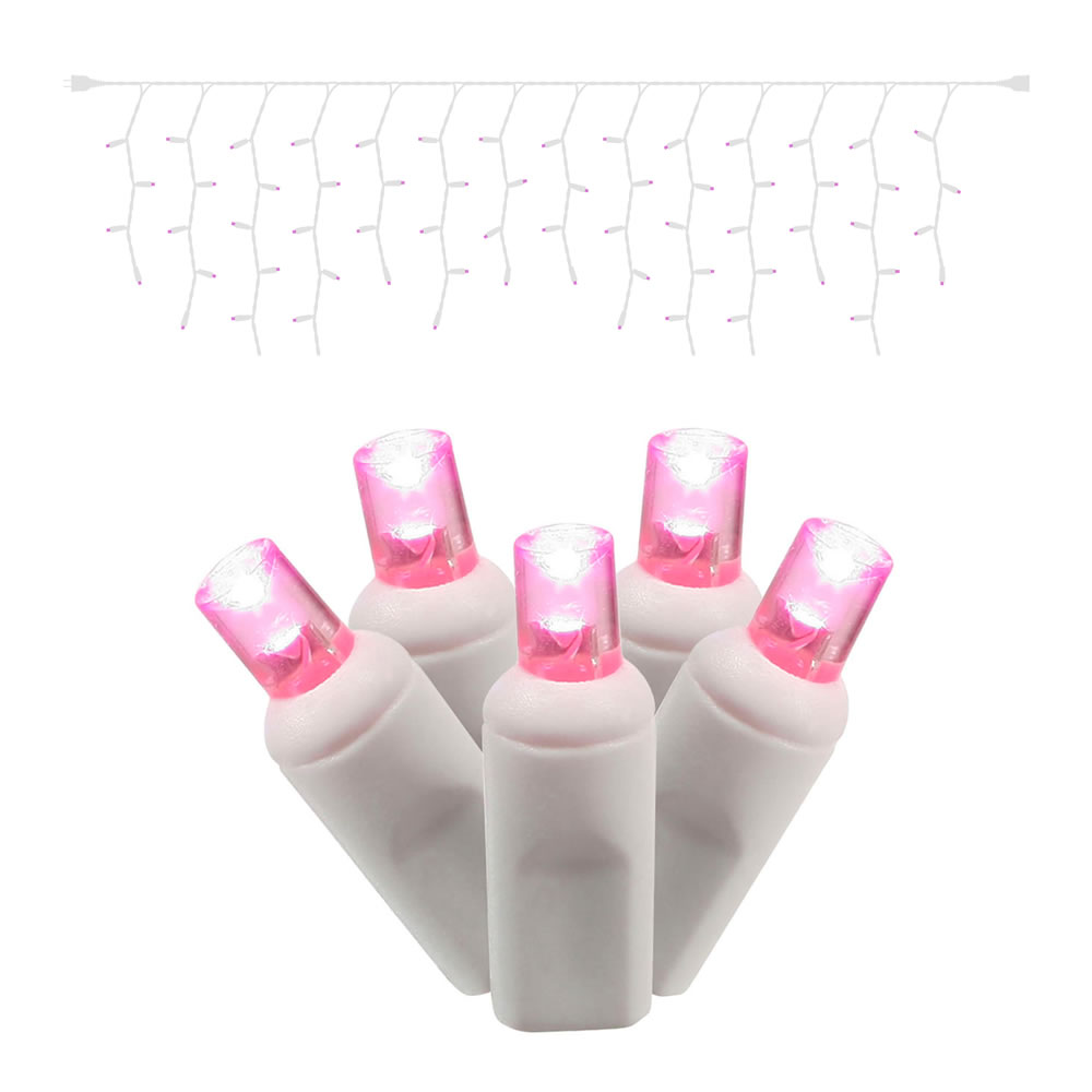 Christmastopia.com 70 LED 5MM Pink Wide Angle Icicle Easter Lights White Wire