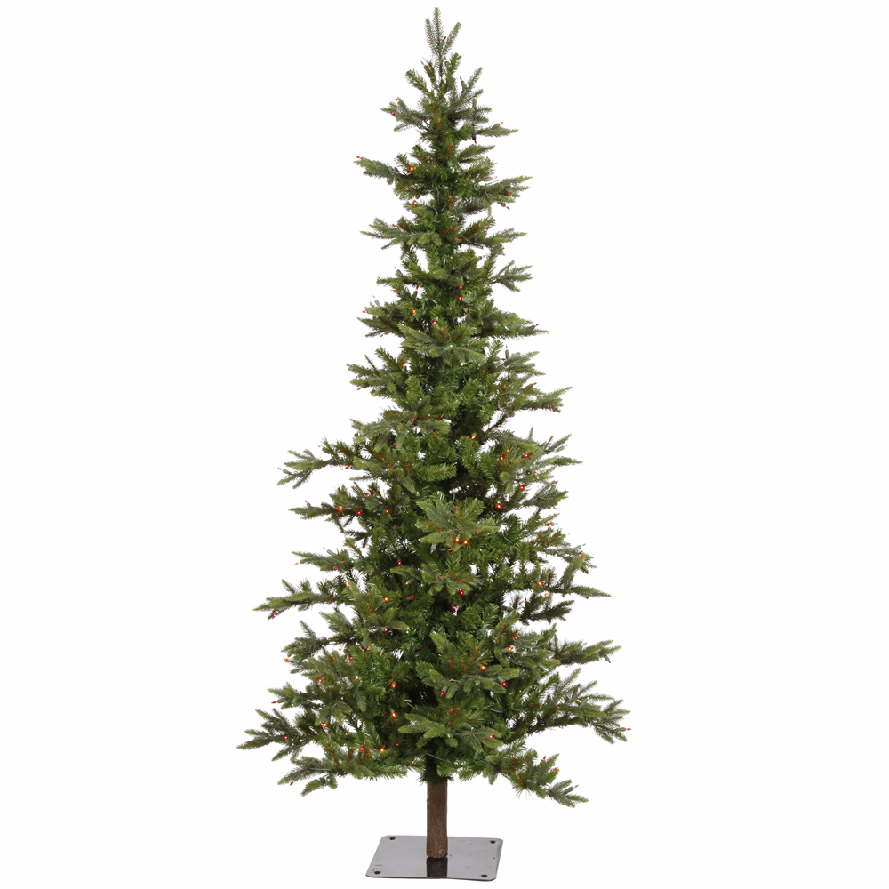 8 Foot Shawnee Fir Alpine Artificial Christmas Tree 450 DuraLit Incandescent Multi Color Mini Lights