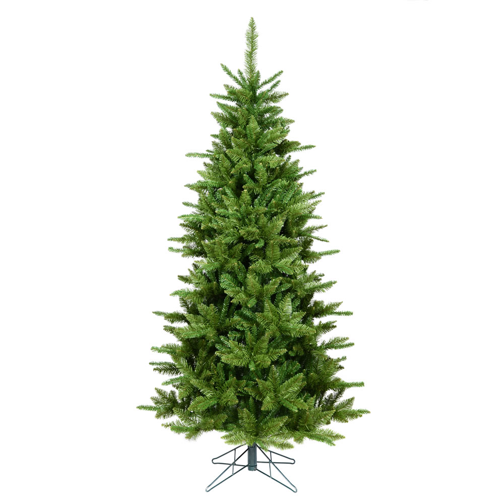 7.5 Foot Slim Durango Spruce Artificial Christmas Tree With Folding Metal Stand.