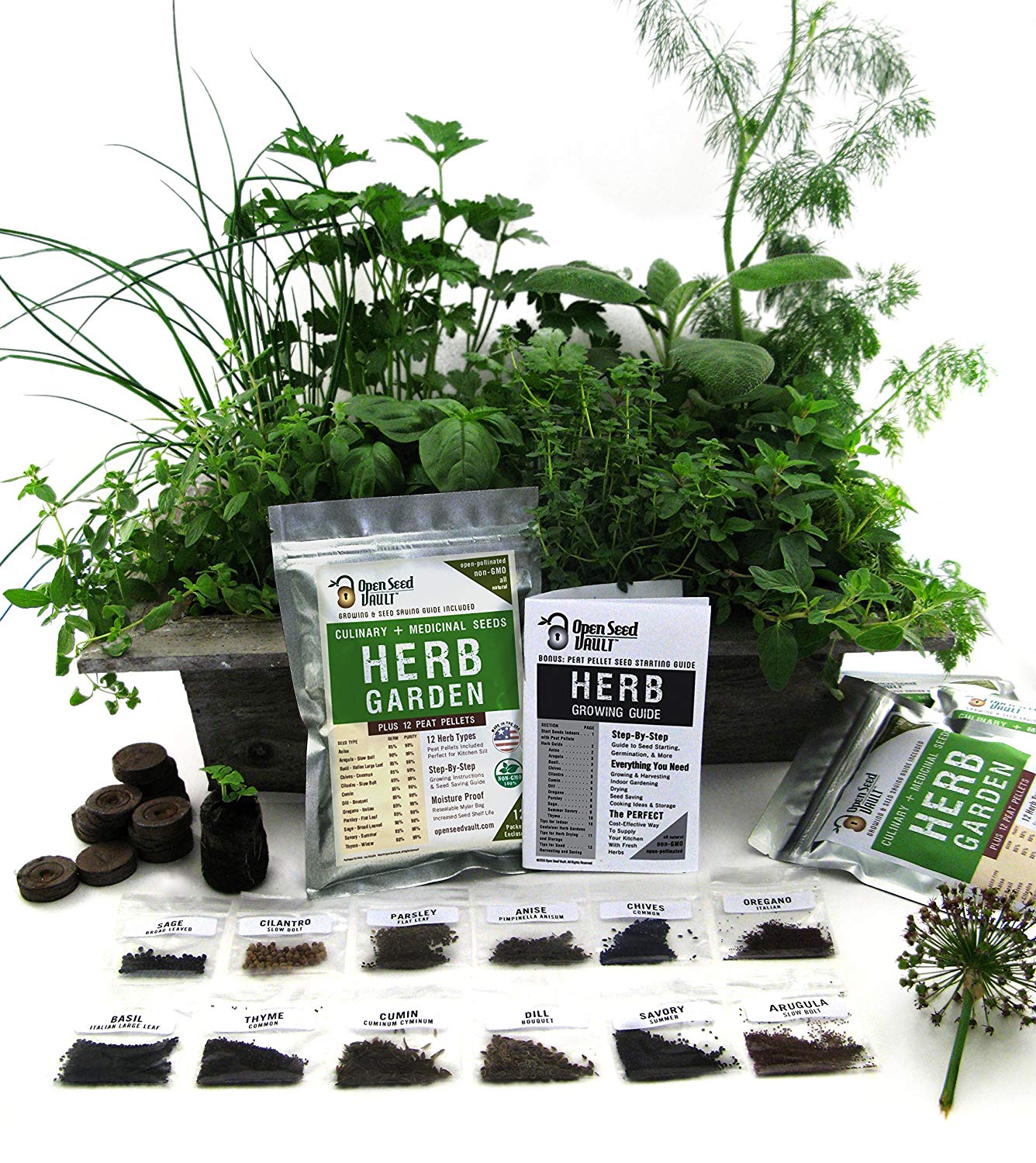 100% NON-GMO Heirloom Culinary and Medicial Herb Kit
