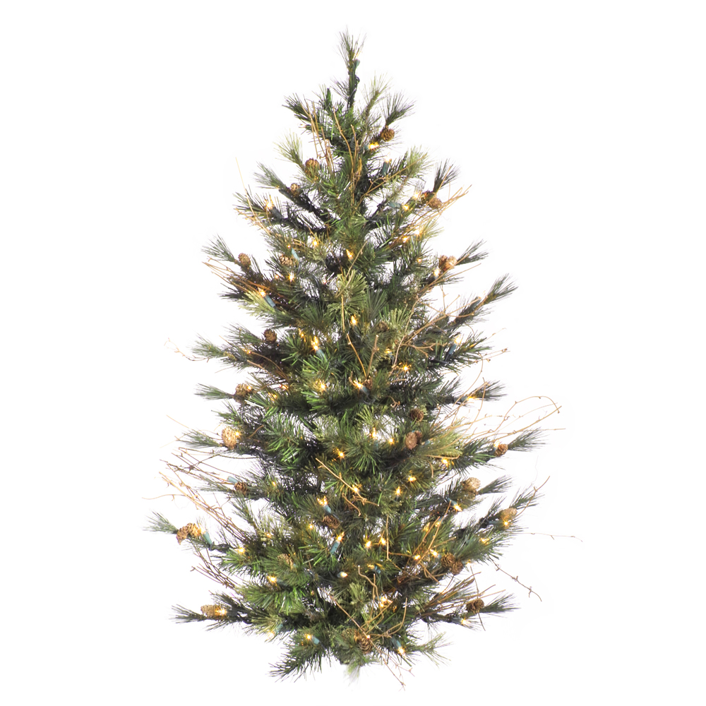 2 Foot Mixed Country Pine Artificial Christmas Wall Tree 50 DuraLit Incandescent Clear Mini Lights