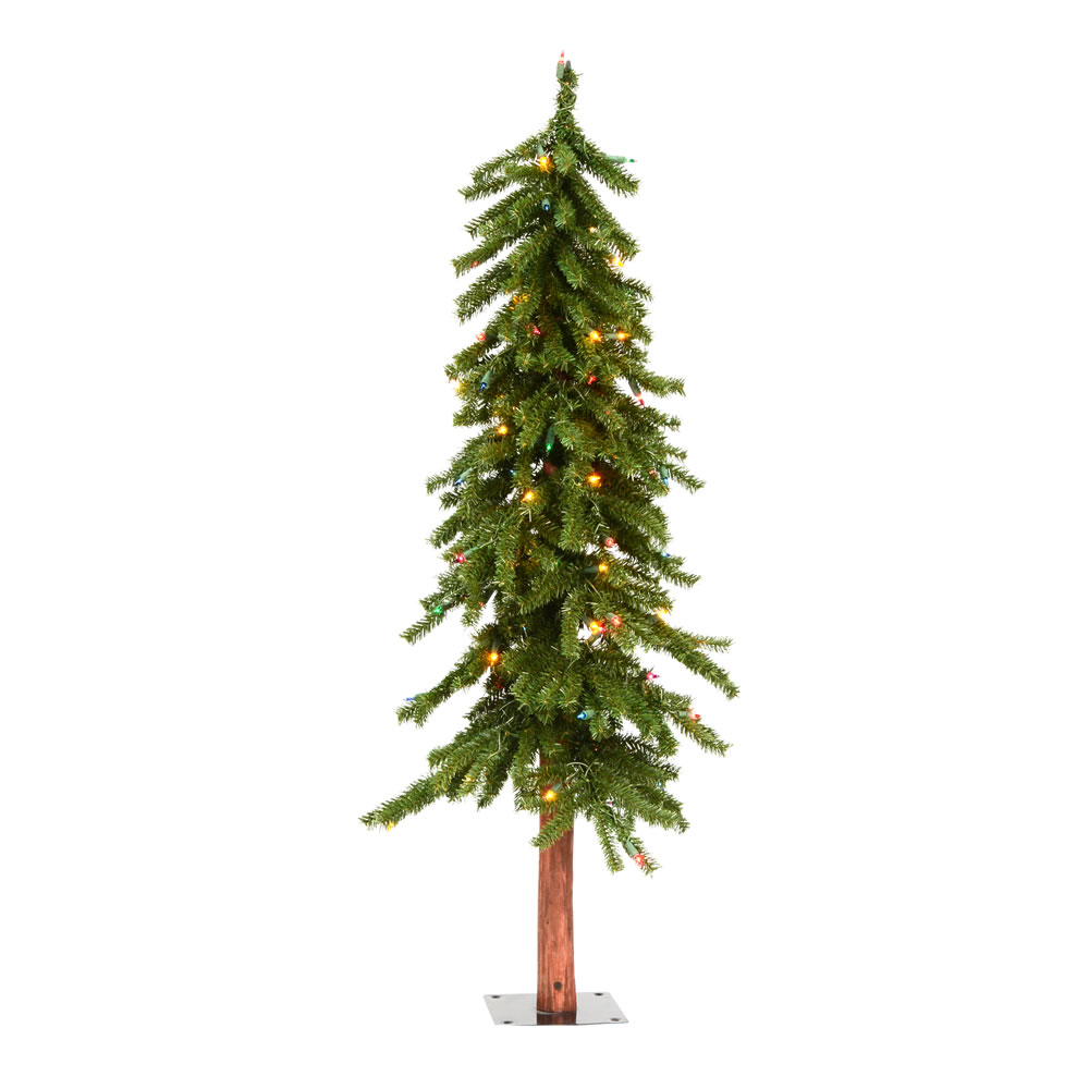 4 Foot Natural Alpine Artificial Christmas Tree - 100 DuraLit LED Warm White Mini Lights