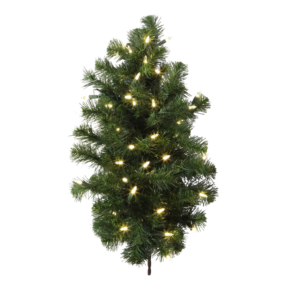 2 Foot Douglas Fir Artificial Christmas Wall Tree 50 DuraLit LED Warm White Italian Style Mini Lights