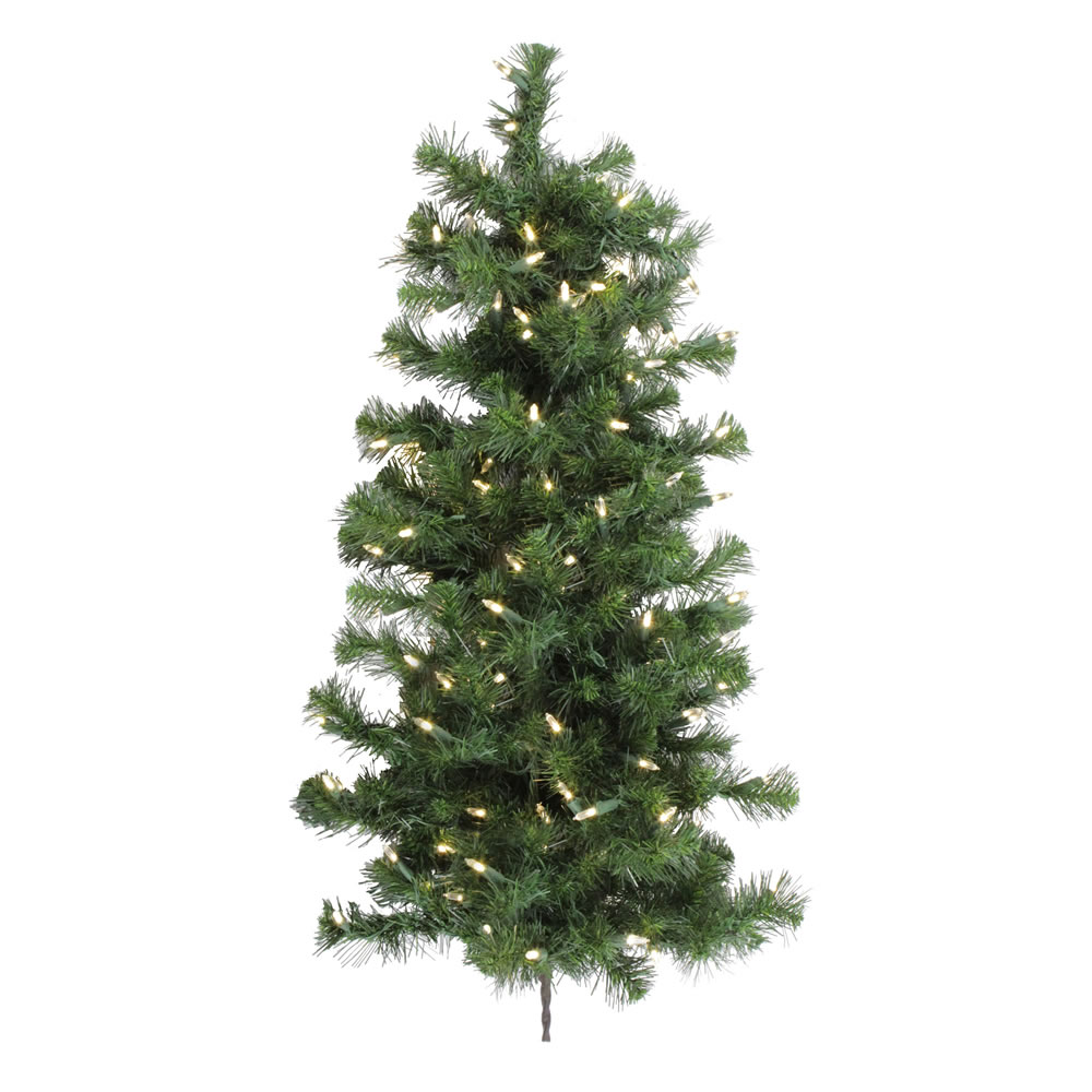3 Foot Douglas Fir Artificial Christmas Wall Tree 100 DuraLit LED Warm White Italian Style Mini Lights