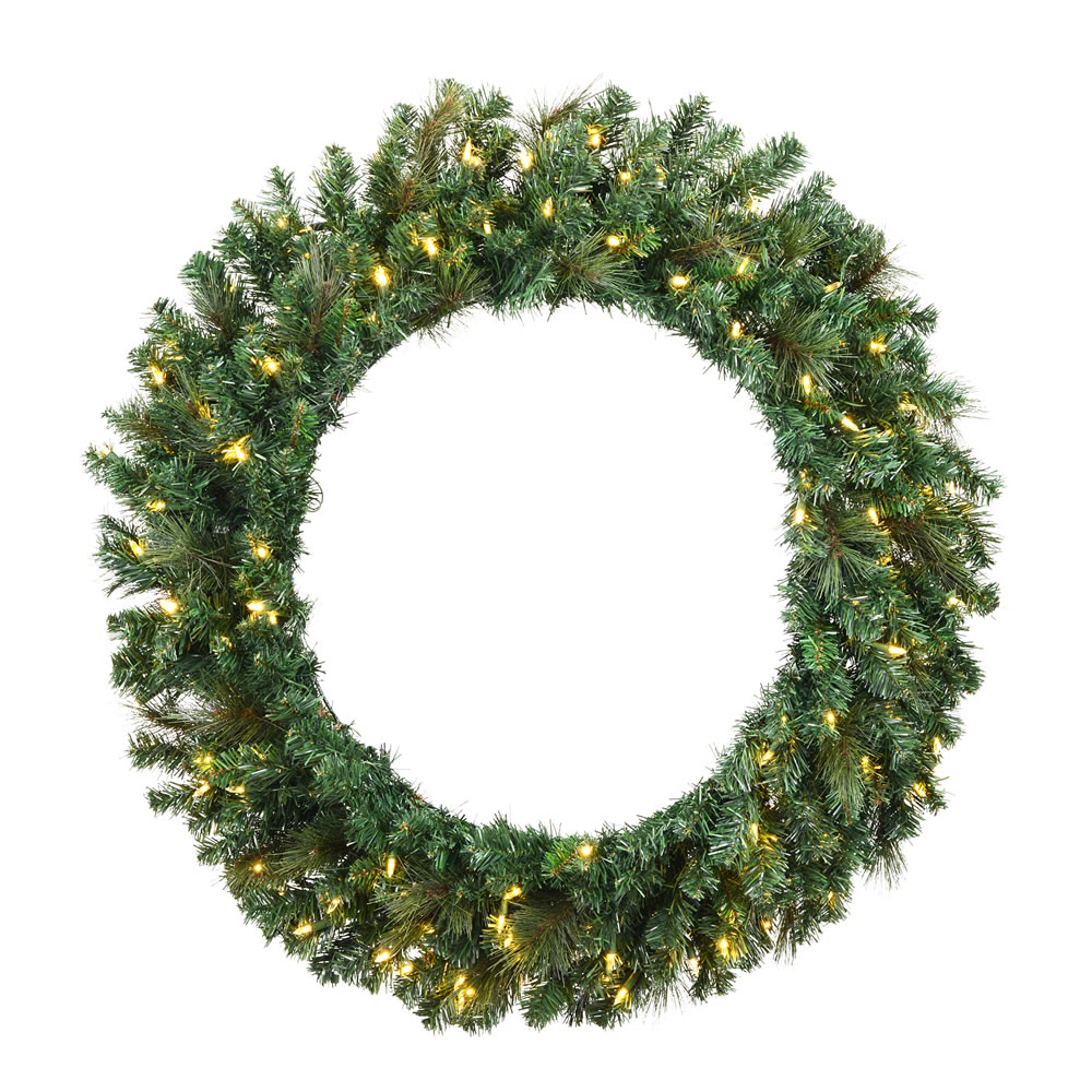 6 Foot Mixed Brussels Pine Artificial Christmas Wreath - 600 DuraLit Incandescent Clear Mini Lights