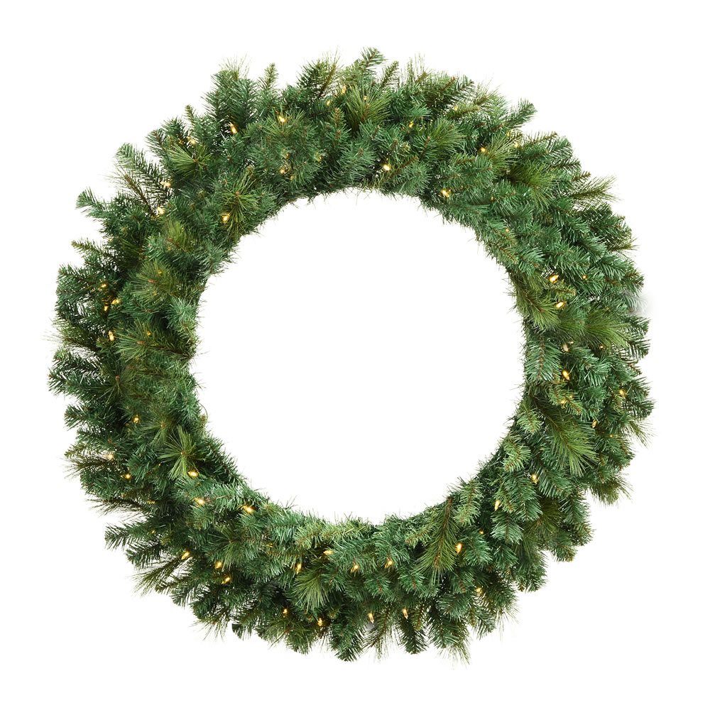 6 Foot Mixed Brussels Pine Artificial Christmas Wreath - 600 DuraLit LED Warm White Mini Lights