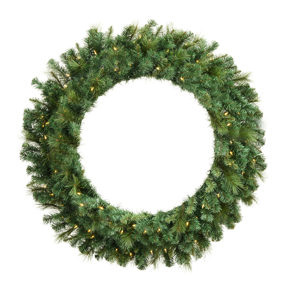 Christmastopia.com 6 Foot Mixed Brussels Pine Artificial Christmas Wreath - 600 DuraLit LED Warm White Mini Lights