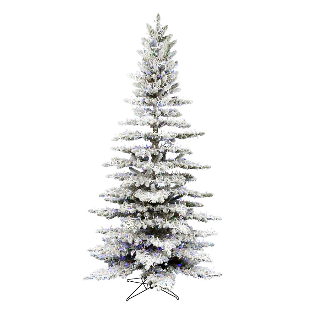 Christmastopia.com 10 Foot Flocked Stratton Pine Artificial Christmas Tree - 5720 Low Voltage LED Multi Color 3mm Lights