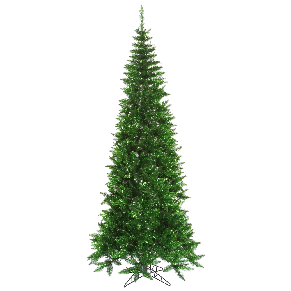 7.5 Foot Tinsel Green Slim Fir Artificial Christmas Tree Unlit