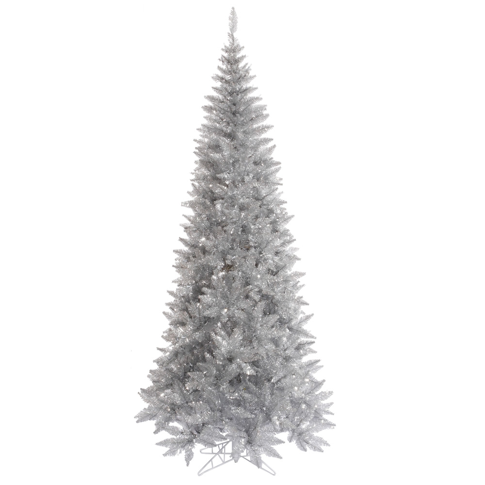 Christmastopia.com 10 Foot Tinsel Silver Slim Fir Artificial Christmas Tree Unlit