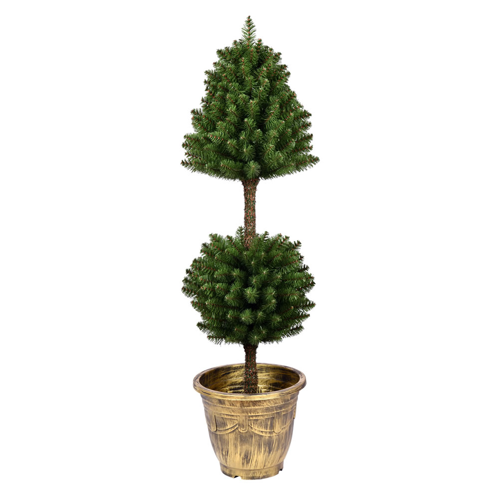 4 Foot Tifton Two Ball Potted Topiary Artificial Tree Unlit