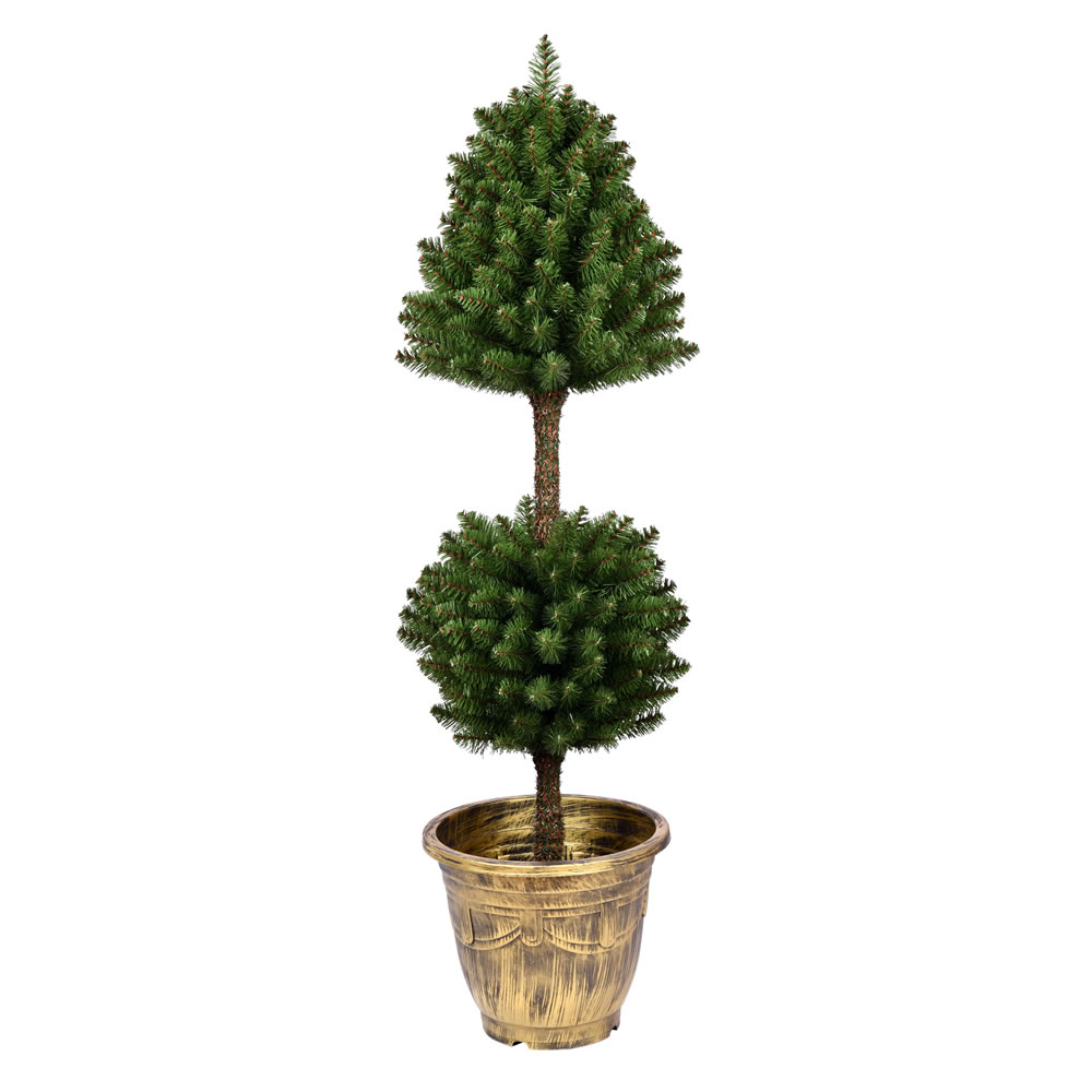 Christmastopia.com 4 Foot Tifton Two Ball Potted Topiary Artificial Tree Unlit