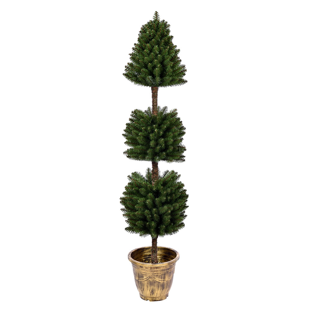 5 Foot Tifton 3 Ball Potted Topiary Artificial Tree Unlit