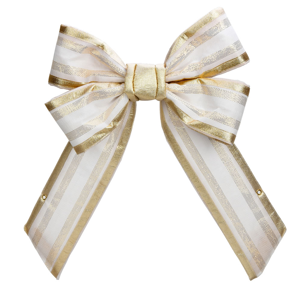 24 Inch Champagne Four Loop Fabric Indoor Outdoor Christmas Bow