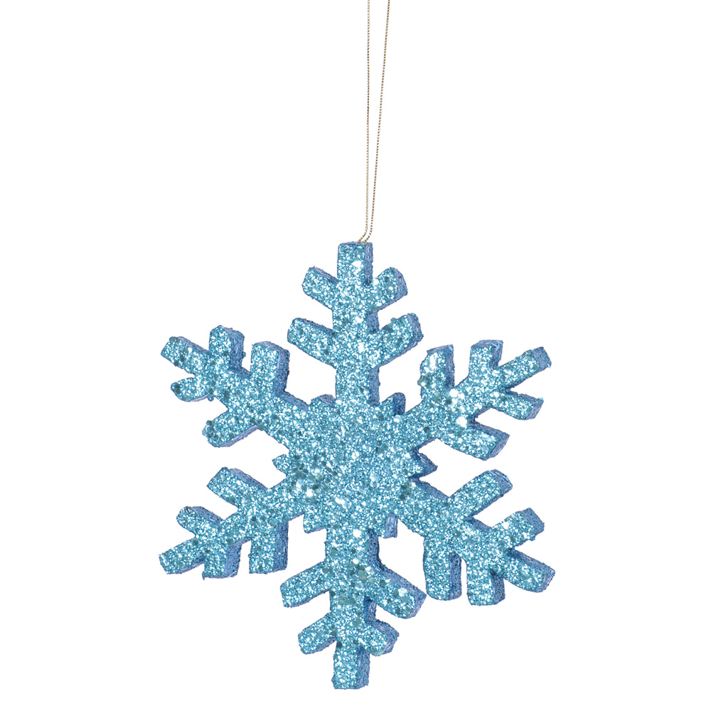 8 Inch Turquoise Outdoor Glitter Snowflake Artificial Christmas Ornament